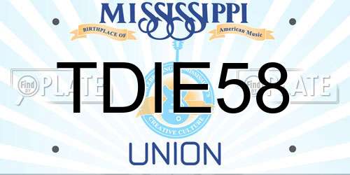 TDIE58 Mississippi License Plate