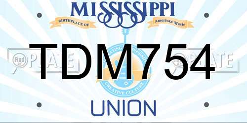 TDM754 Mississippi License Plate