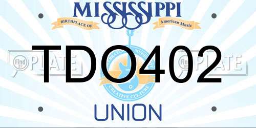 TDO402 Mississippi License Plate