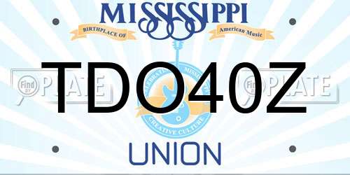 TDO40Z Mississippi License Plate