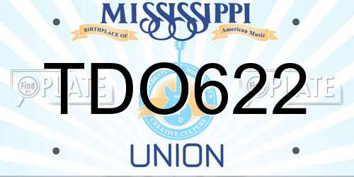 TDO622 Mississippi License Plate