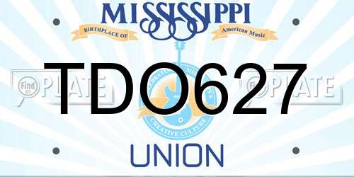 TDO627 Mississippi License Plate
