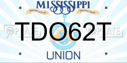 TDO62T Mississippi License Plate
