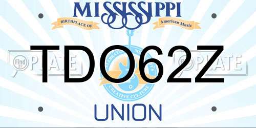 TDO62Z Mississippi License Plate