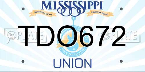 TDO672 Mississippi License Plate