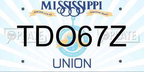 TDO67Z Mississippi License Plate