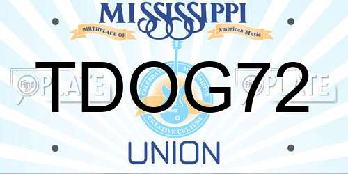 TDOG72 Mississippi License Plate