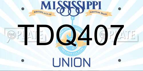 TDQ407 Mississippi License Plate
