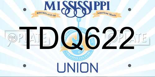 TDQ622 Mississippi License Plate