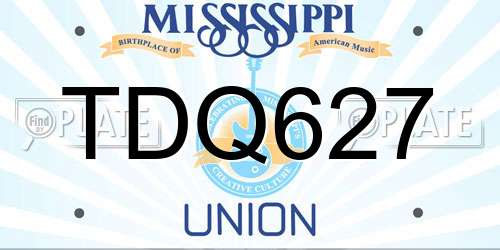 TDQ627 Mississippi License Plate