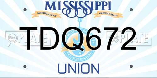 TDQ672 Mississippi License Plate