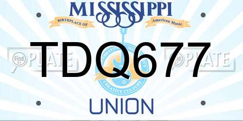 TDQ677 Mississippi License Plate