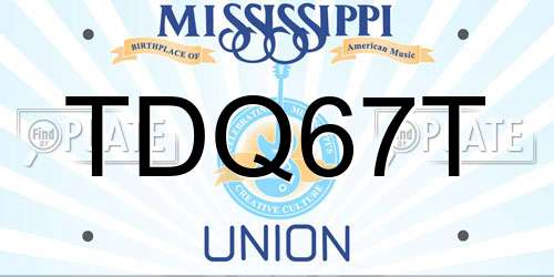 TDQ67T Mississippi License Plate