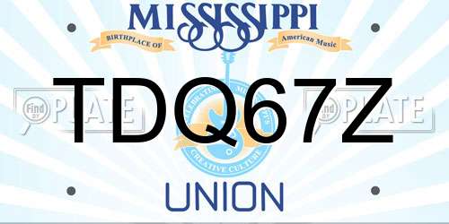 TDQ67Z Mississippi License Plate