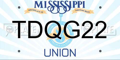 TDQG22 Mississippi License Plate