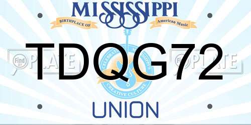 TDQG72 Mississippi License Plate