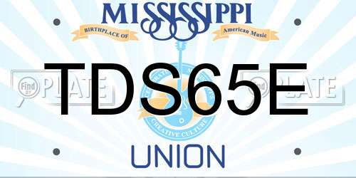 TDS65E Mississippi License Plate
