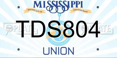 TDS804 Mississippi License Plate
