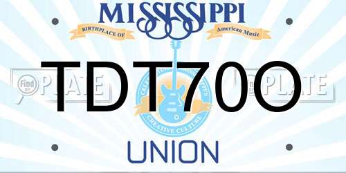 TDT70O Mississippi License Plate
