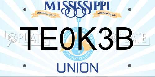 TE0K3B Mississippi License Plate