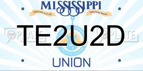 TE2U2D Mississippi License Plate
