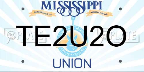 TE2U2O Mississippi License Plate