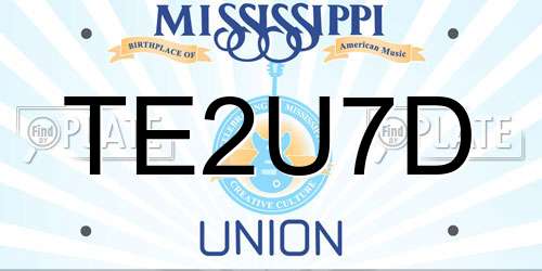 TE2U7D Mississippi License Plate