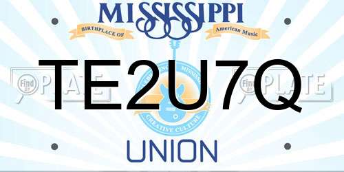 TE2U7Q Mississippi License Plate
