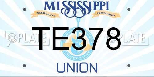 TE378 Mississippi License Plate