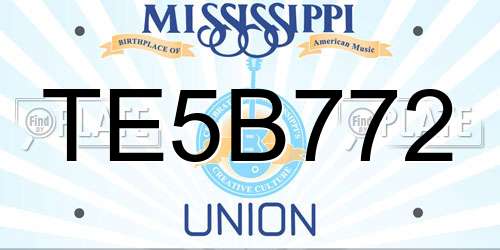 TE5B772 Mississippi License Plate