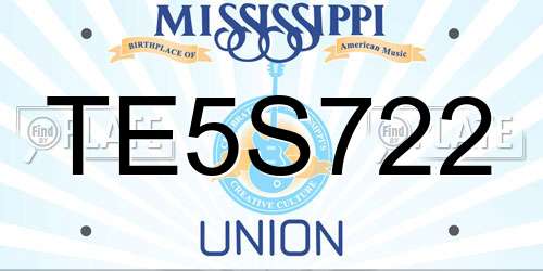 TE5S722 Mississippi License Plate