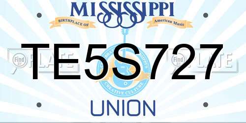TE5S727 Mississippi License Plate