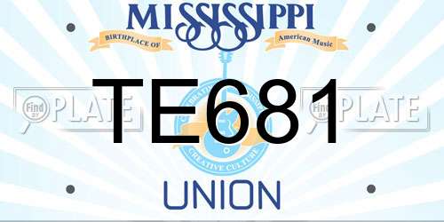 TE681 Mississippi License Plate