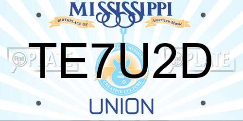 TE7U2D Mississippi License Plate