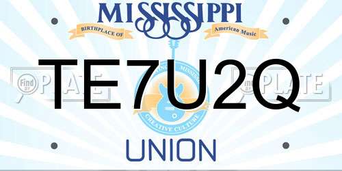 TE7U2Q Mississippi License Plate