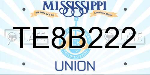 TE8B222 Mississippi License Plate