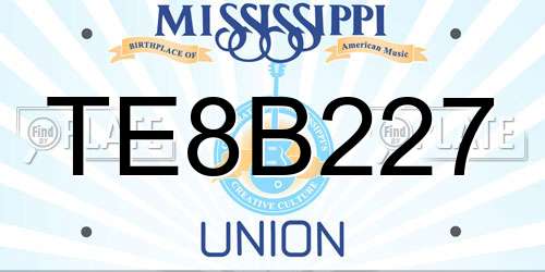 TE8B227 Mississippi License Plate