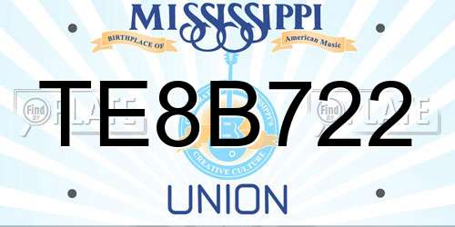 TE8B722 Mississippi License Plate