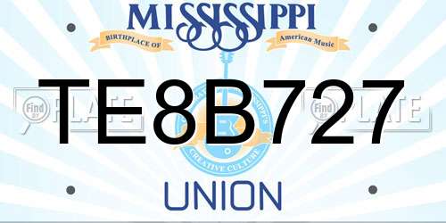 TE8B727 Mississippi License Plate