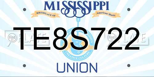 TE8S722 Mississippi License Plate