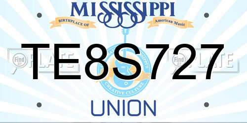 TE8S727 Mississippi License Plate