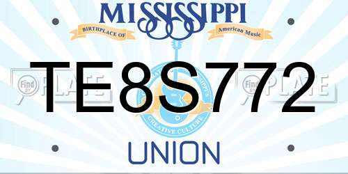 TE8S772 Mississippi License Plate