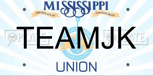 TEAMJK Mississippi License Plate