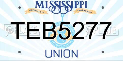 TEB5277 Mississippi License Plate