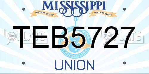 TEB5727 Mississippi License Plate