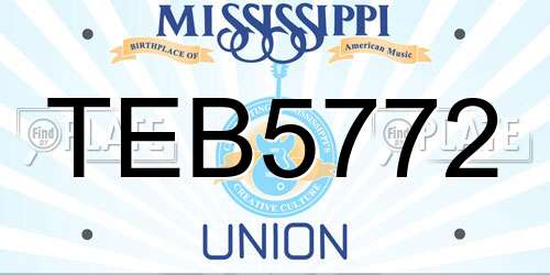 TEB5772 Mississippi License Plate