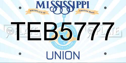 TEB5777 Mississippi License Plate