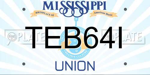 TEB64I Mississippi License Plate