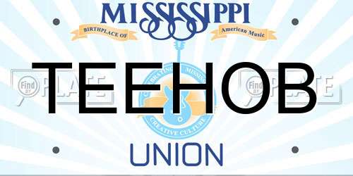 TEEHOB Mississippi License Plate