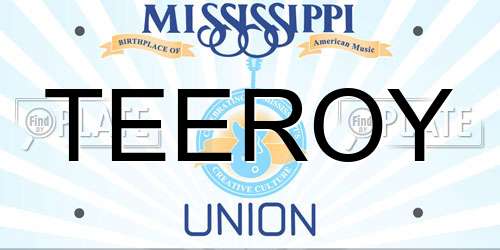 TEEROY Mississippi License Plate